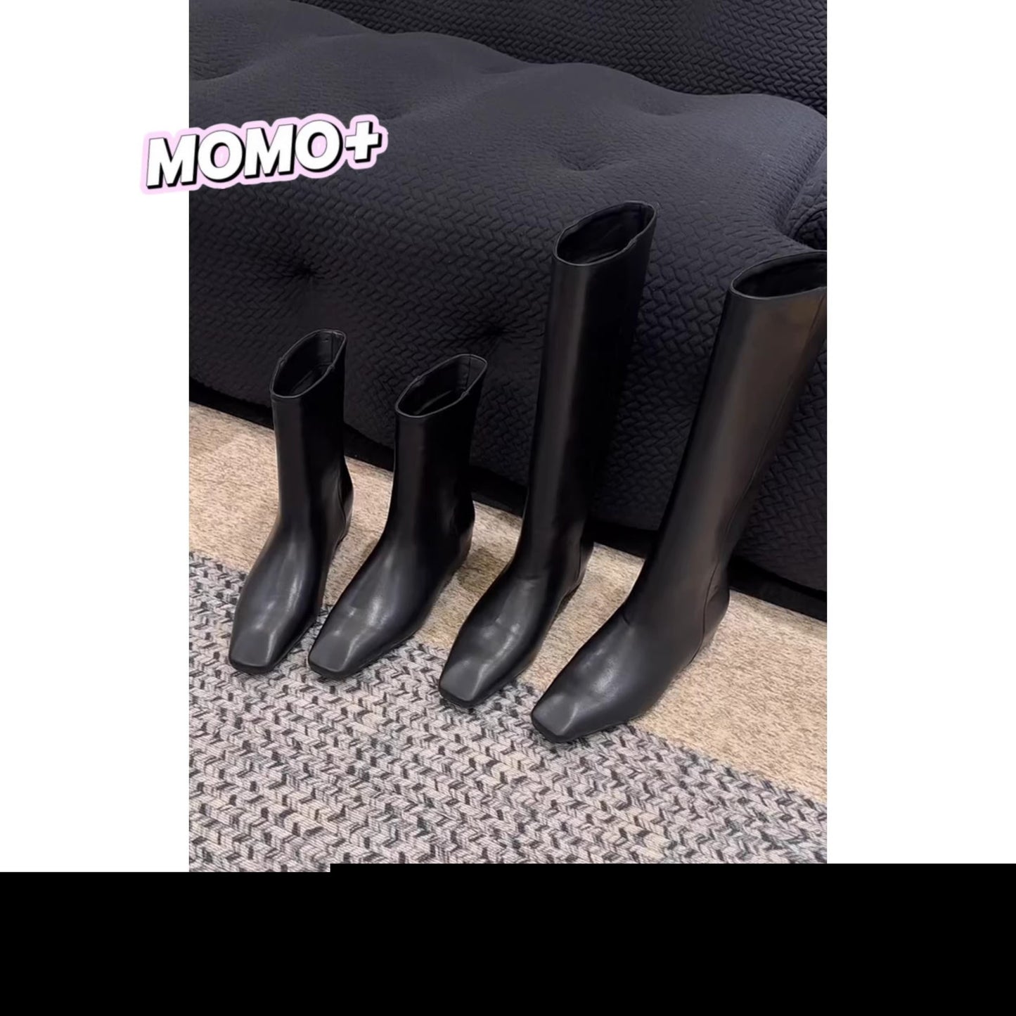 Women's Head Slimming Veet Padded Wide Tube Korean Women's Leather Boots