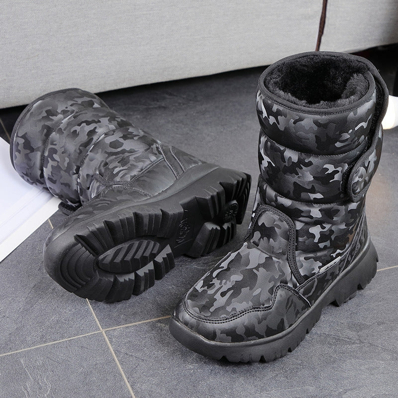 Men's Camouflage Plus Size Thick Bottom Fur Snow Boots
