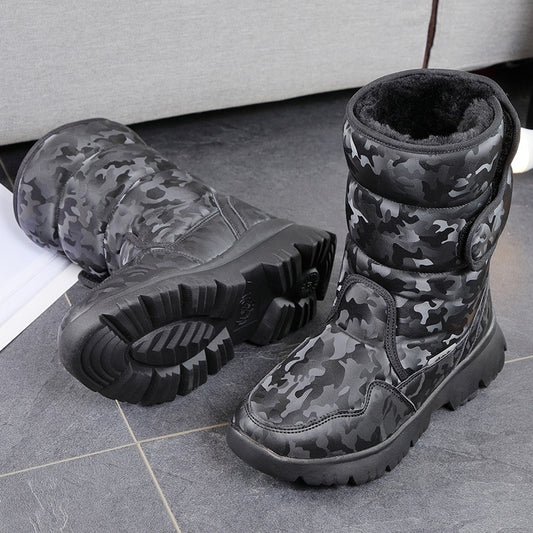 Men's Camouflage Plus Size Thick Bottom Fur Snow Boots