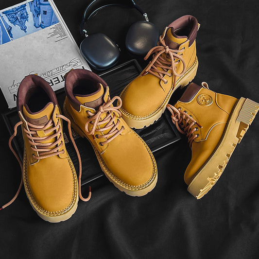 Men's British Style Retro Platform Worker Big Boots