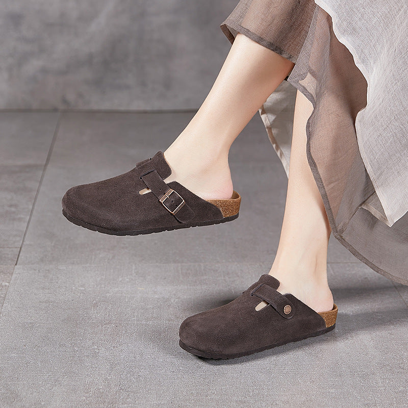Women's Plus Size Thick Bottom Toe Cap Leather Shoes