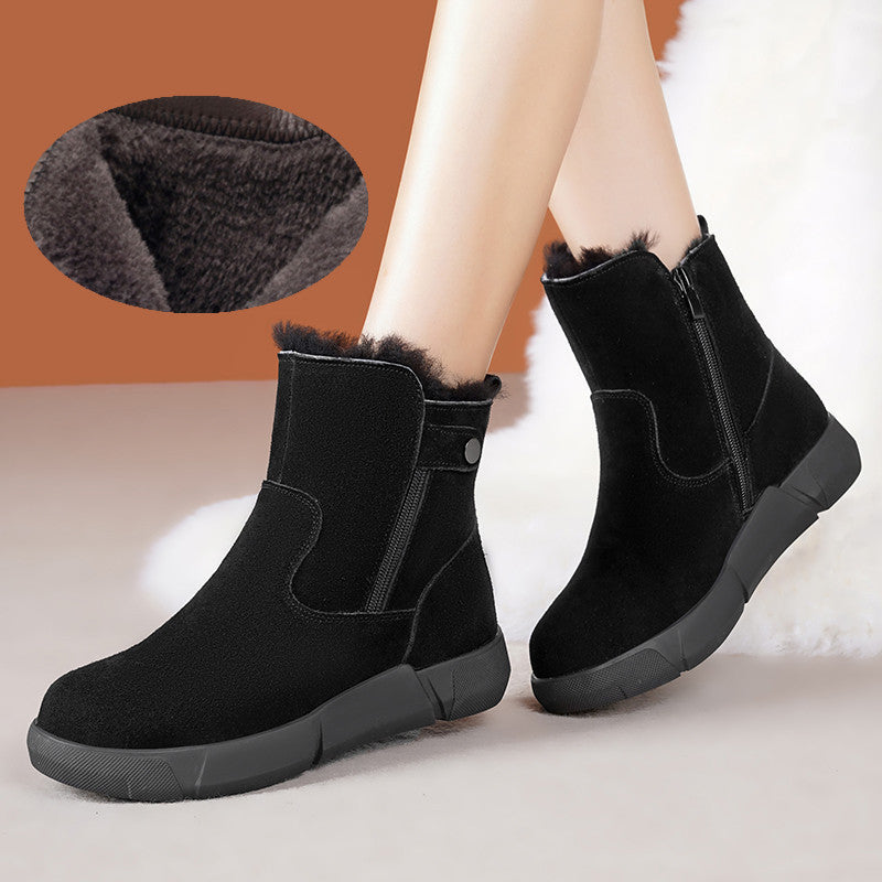 Women's Wool Northeast Fur Soft Veet Cotton Plus Snow Boots