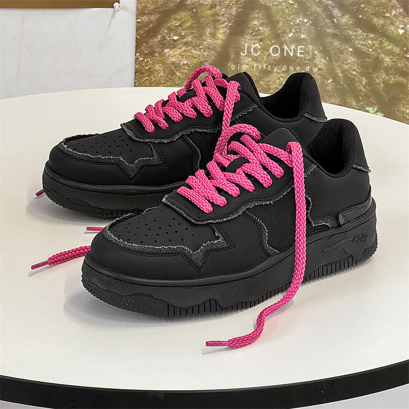 Solid Color Low Top Sports Skateboard Platform Sneakers