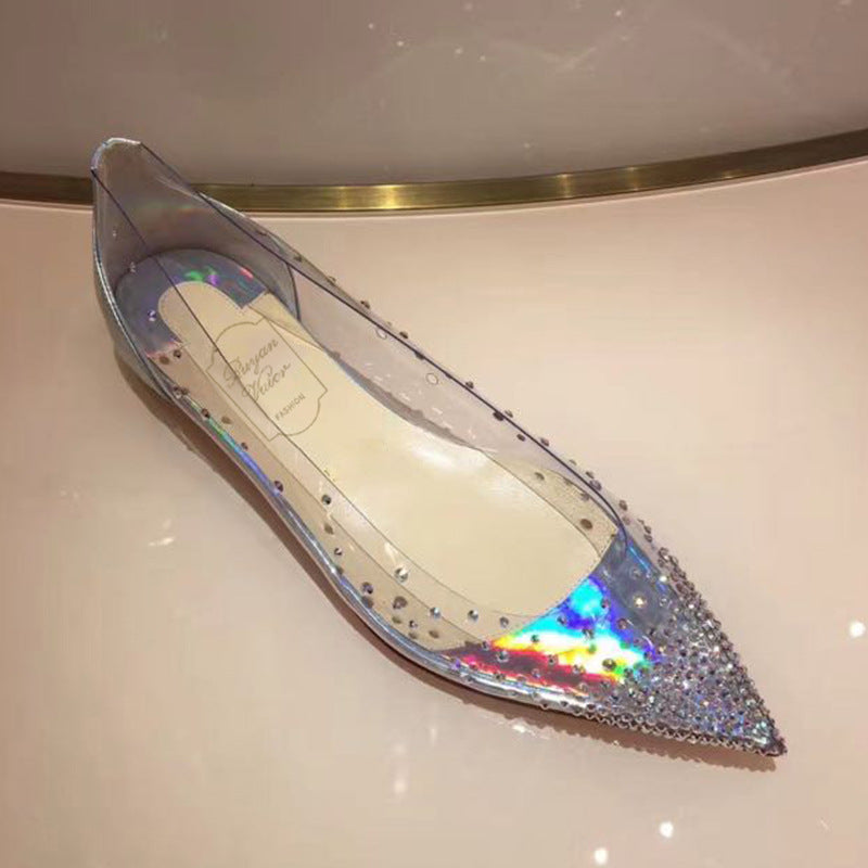 Women's Flat Pointed Toe Crystal Starry Sier Women's Shoes