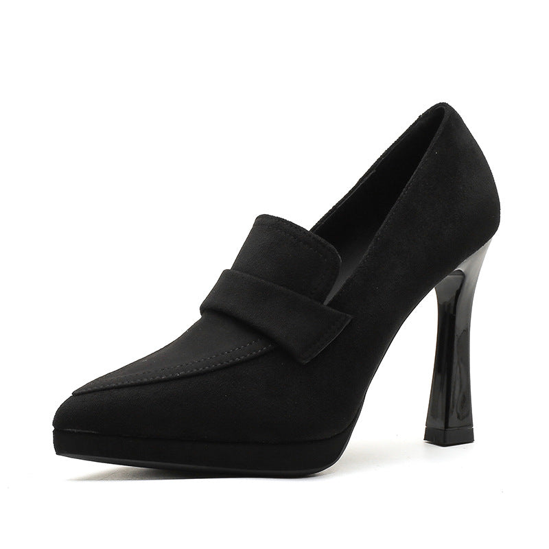 Women's Preppy Style Pointed Stiletto High Waterproof Platform Not Heels