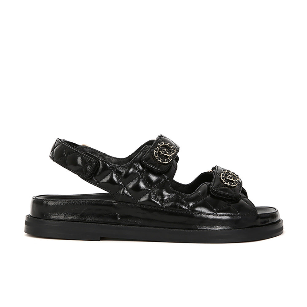 Women's Chic Velcro Rhombus Thick Bottom Toe Sandals