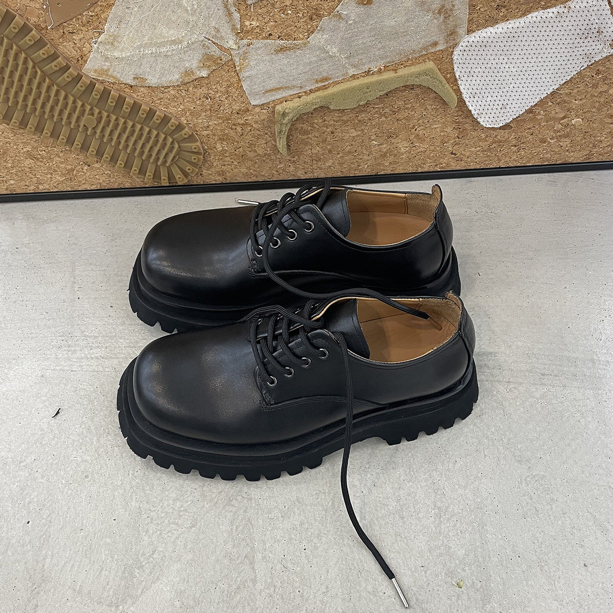 Women's & Men's Head Derby Tide Thick Bottom Increased Leather Shoes
