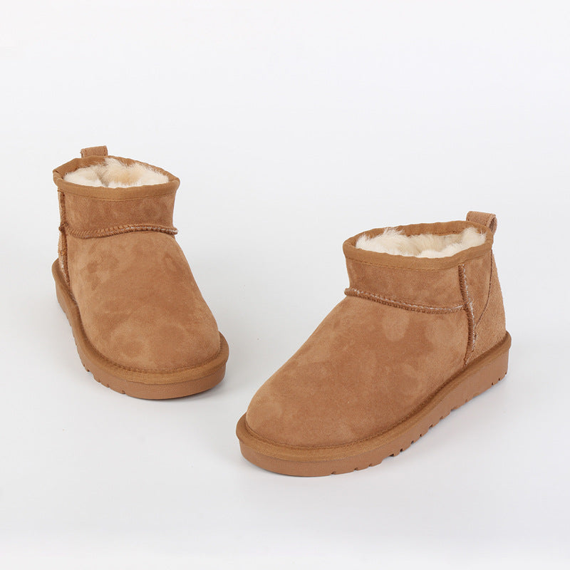 Women's Fur Integrated Winter Warm Short Thickened Snow Boots