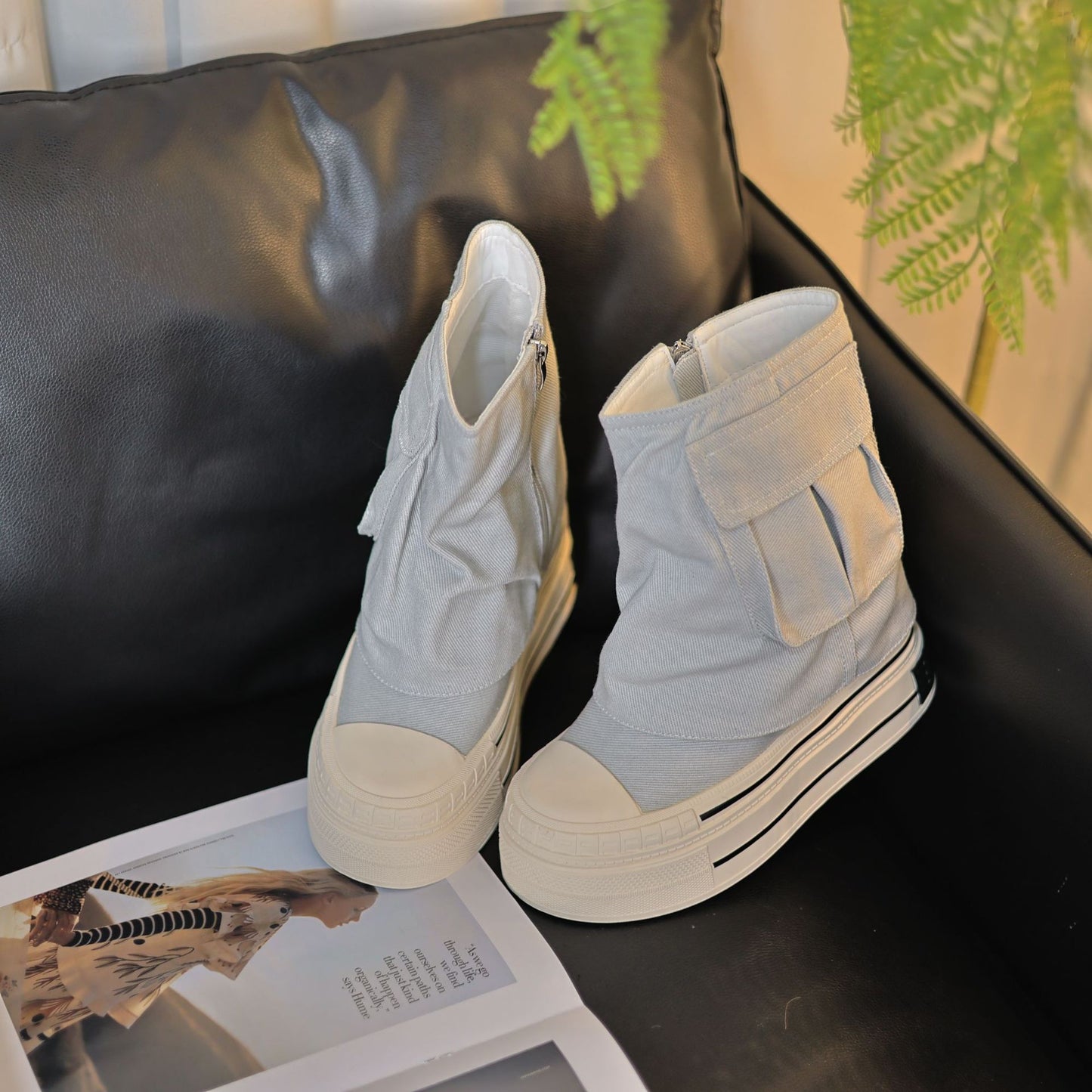 Niche Design Worker Double Layer Height Increasing Insole Super Boots