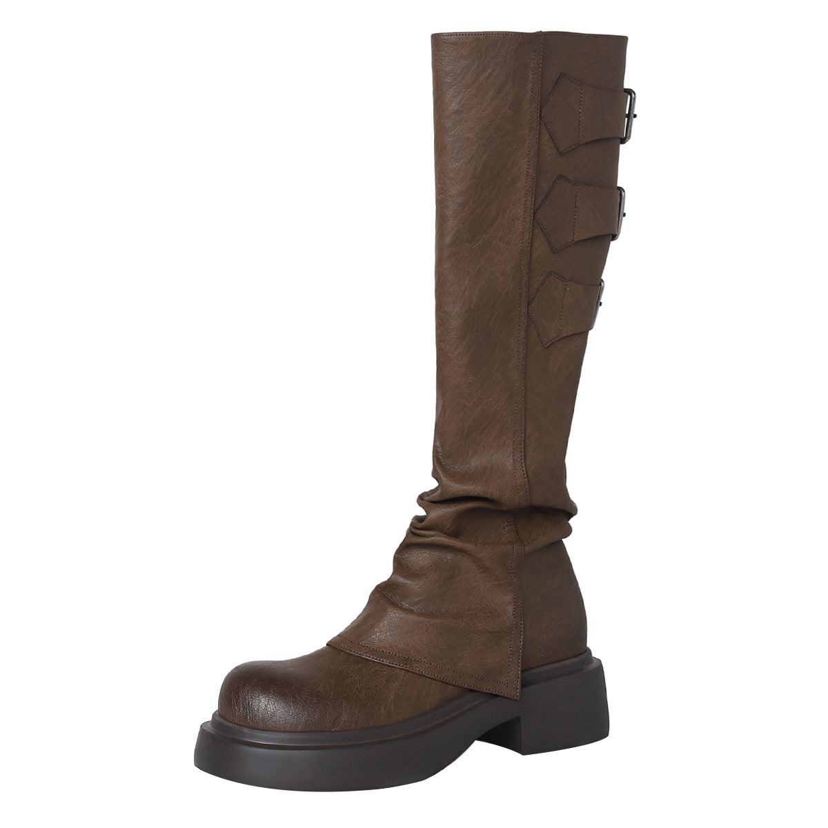Women's Soil Wind Pants Pleated Below The Knee Knight Platform Knee-high Boots