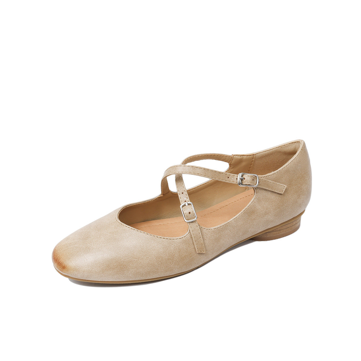 Women's Genuine Pumps Cross Mary Jane Retro Low-cut Women's Shoes