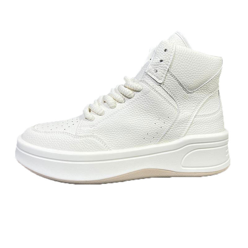 Men's Thick Sole Increased White Breathable Trendy Casual Shoes