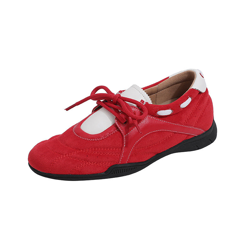 Women's Cowhide Version Contrast Color Functional Wind Training Flat Women's Casual Shoes