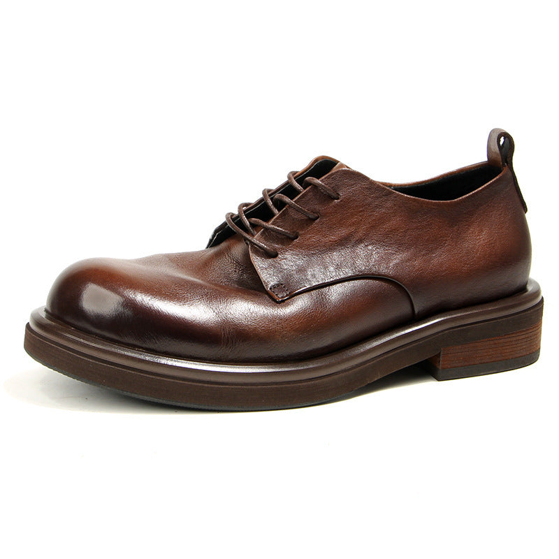 Men's Style Vintage Round Head Leisure Hand-rub Leather Shoes
