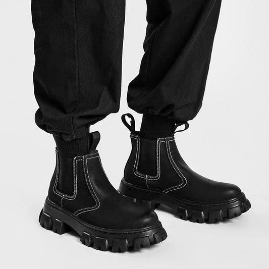 Men's British Style Veet Short Chelsea Platform Boots