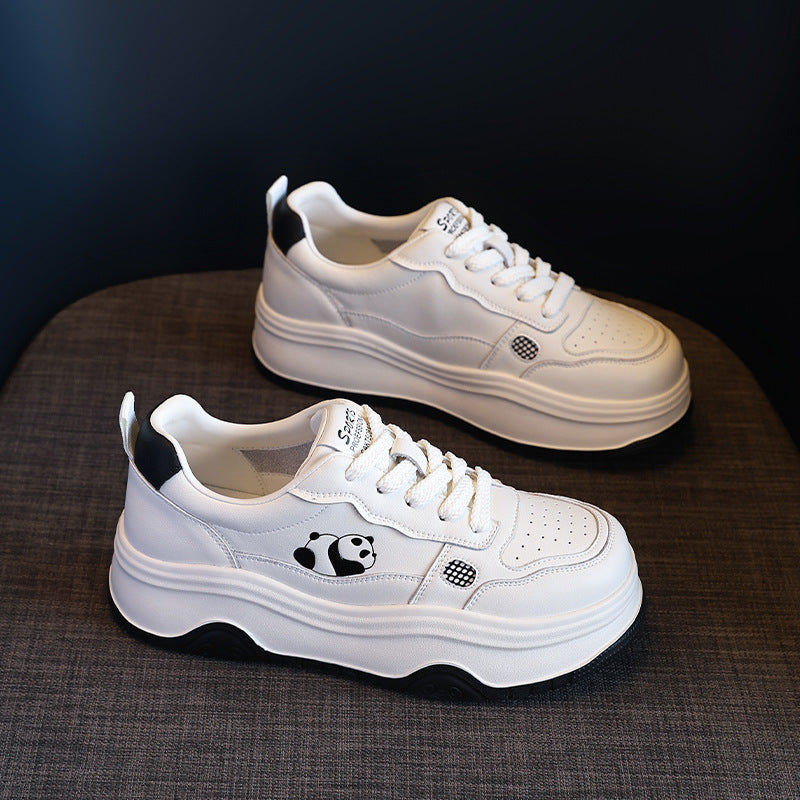 Women's White Spring Genuine Black Panda Platform Women's Casual Shoes