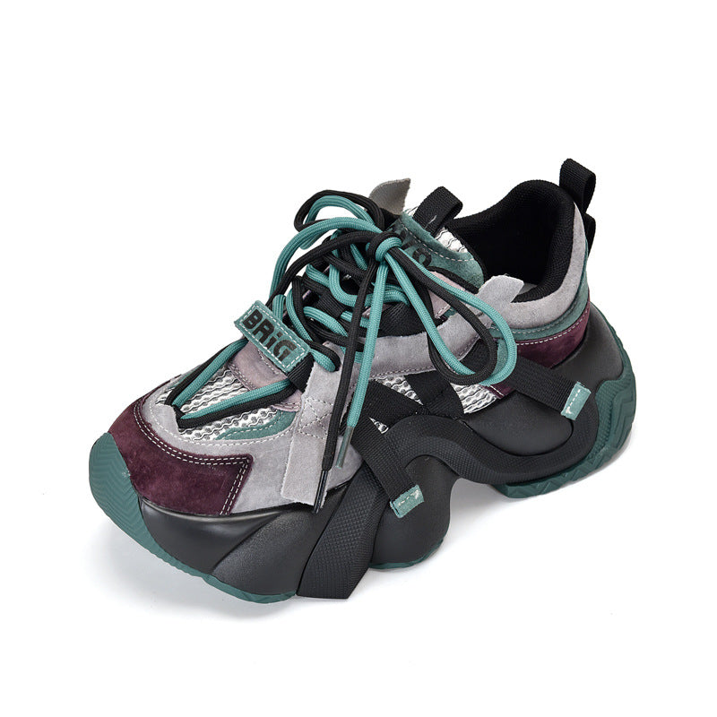 Women's Dad Color Matching Breathable Mesh Genuine Sports Versatile Platform Sandals