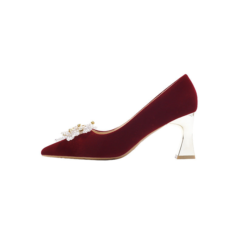 Women's Red Wedding Chunky Small Size Clothing Not Heels