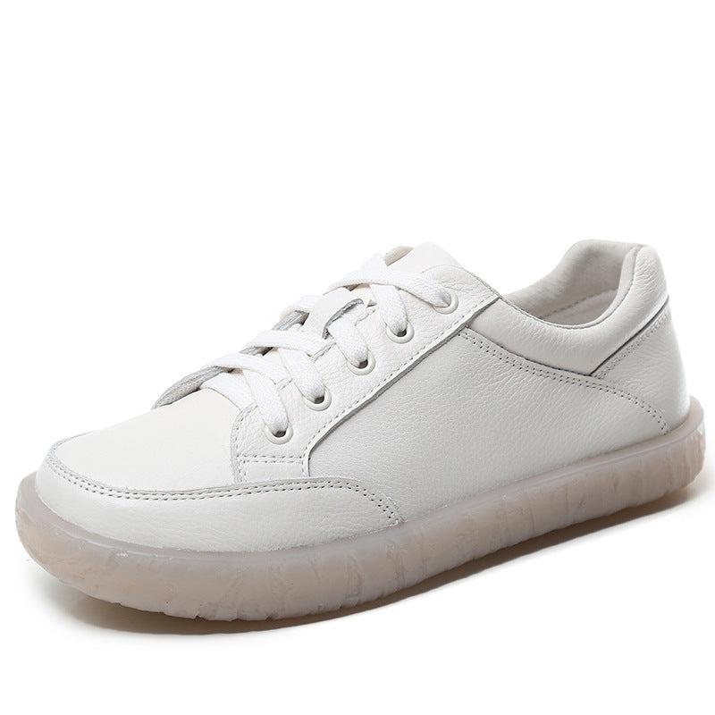 Women's Cowhide Maternity Soft Bottom Lace Up Casual Shoes