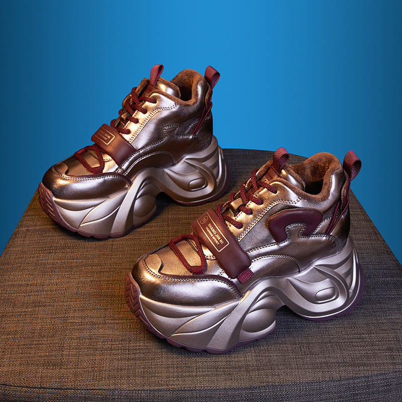 Women's European Goods Dad Super Popular Fleece-lined Sneakers