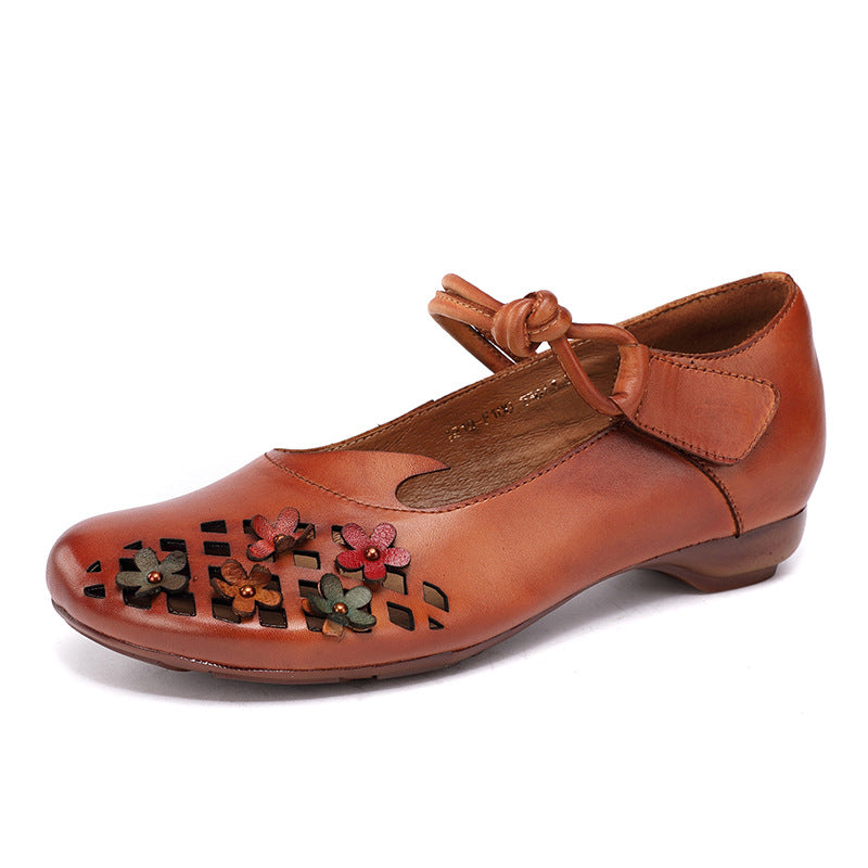 Women's & Men's Chunky Round Toe Low Retro Ethnic Women's Shoes