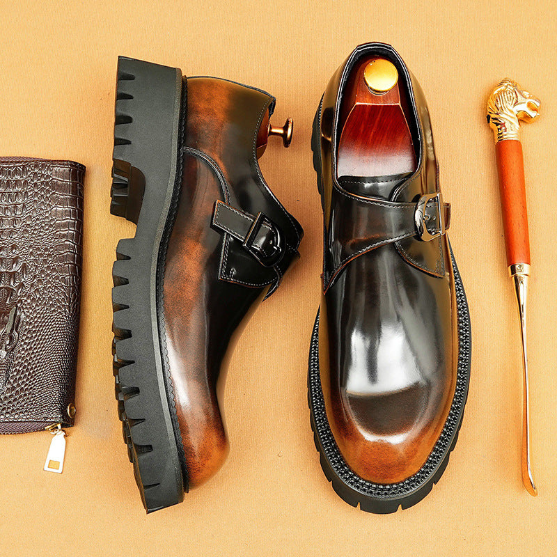 Men's Genuine Formal Business Platform Increased Patent Leather Shoes
