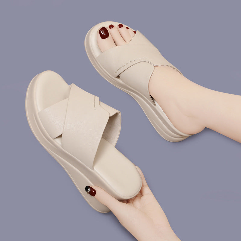 Women's Summer Wear Fashion Wedge High-grade High-heeled Slippers