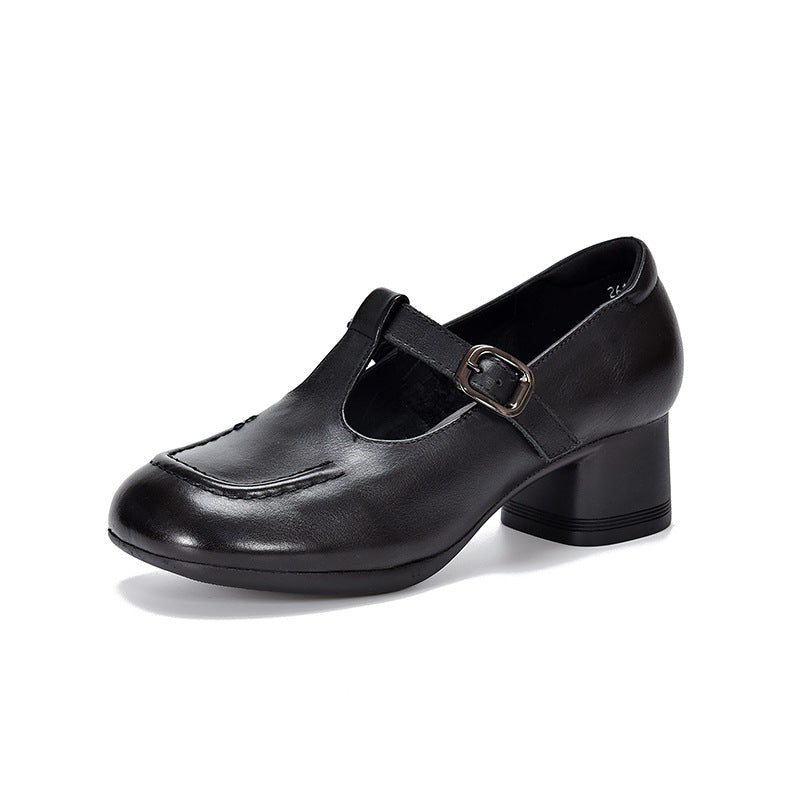 Women's Layer Of Cowhide Mid Retro Soft Bottom Women's Casual Shoes