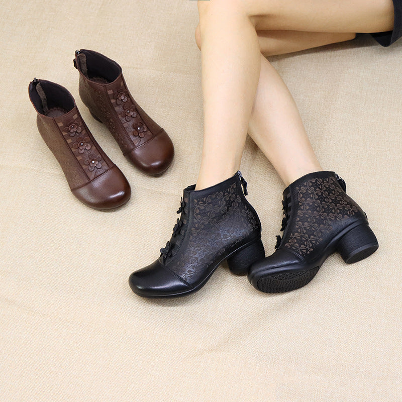 Ethnic Style Chunky Ankle Soft Soled Women's Shoes