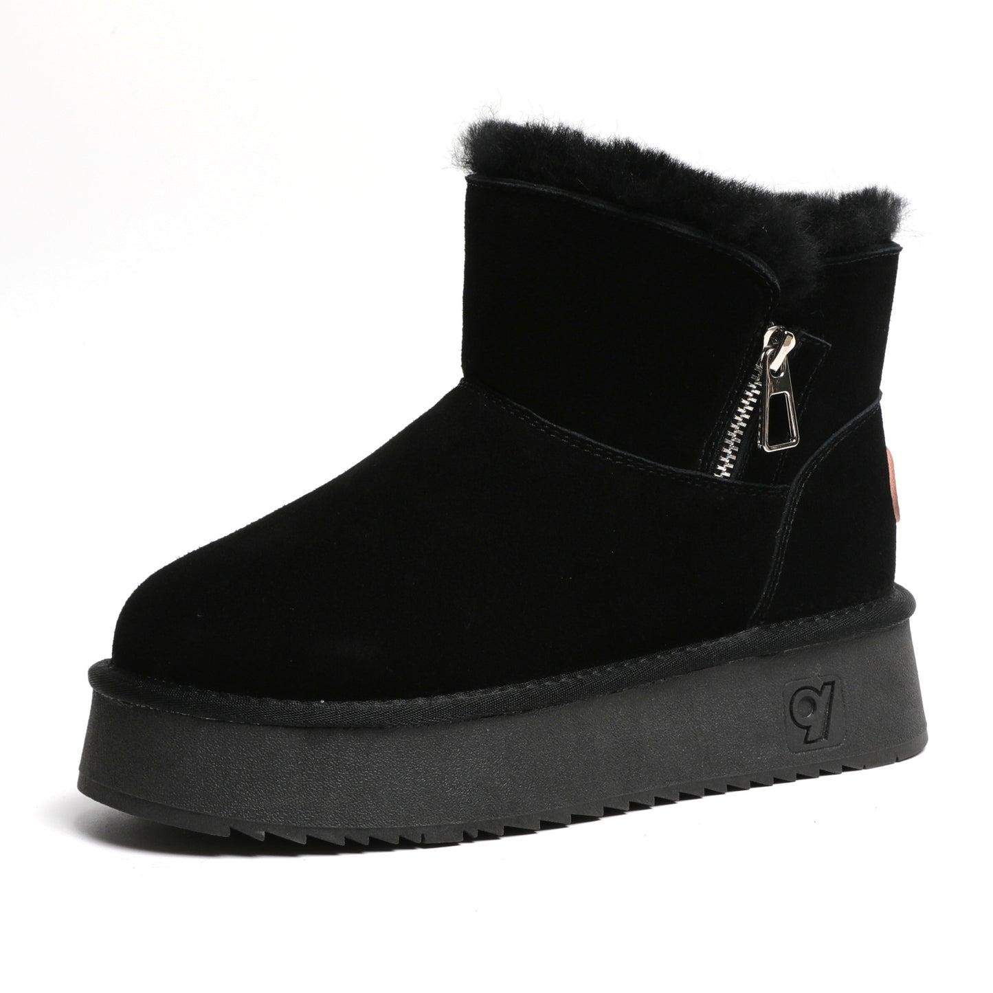 Women's Wool Muffin Short Heightening Thickening Fleece-lined Snow Boots