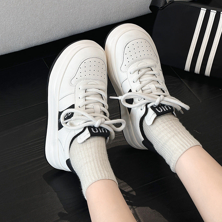 Women's & Men's Genuine Bread White Spring Fleece-lined Platform Casual Shoes