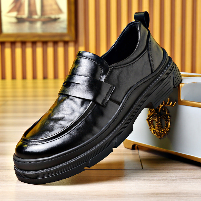 Men's Wedding Bridegroom First Layer Cowhide British Leather Shoes