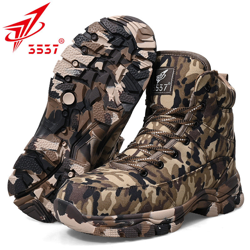 Men's Thickened Outdoor Camouflage Wool Short Snow Boots