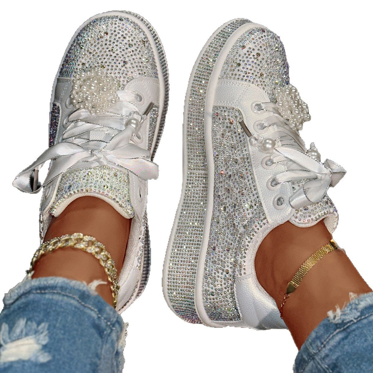 Women's Large Size Starry Rhinestone Spring Board Women's Shoes