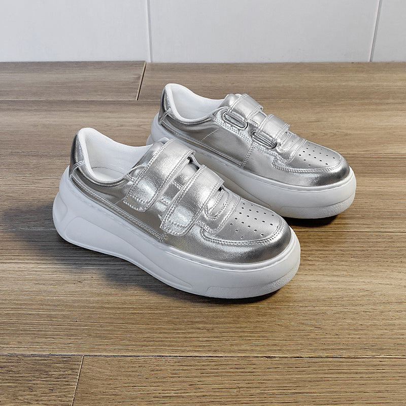 Women's Hidden Platform Smiley Face Velcro Sports Casual Shoes