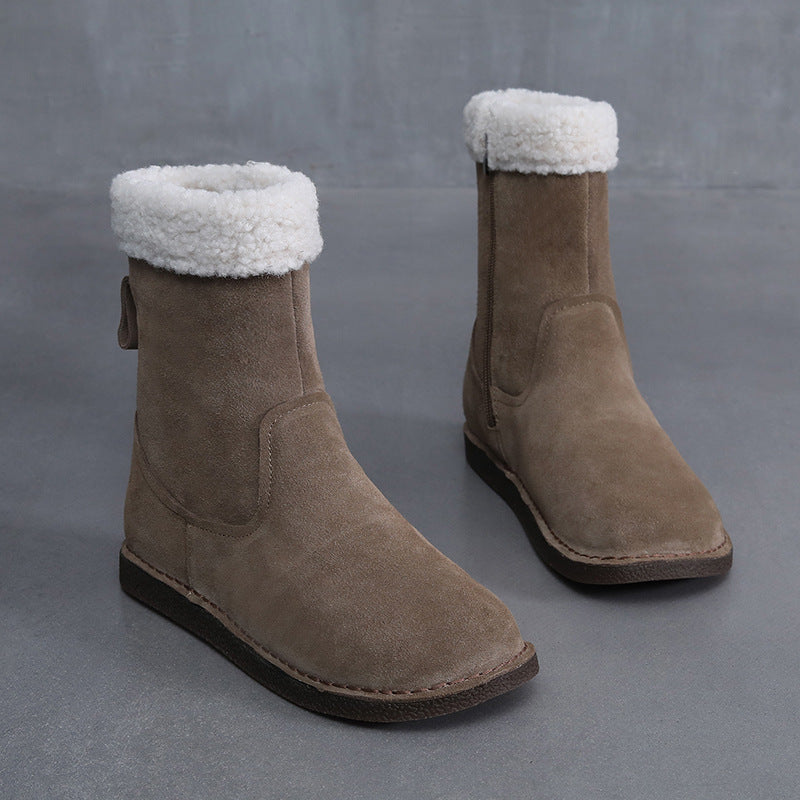 Women's Winter Round Toe Booties Veet Thickened Snow Boots