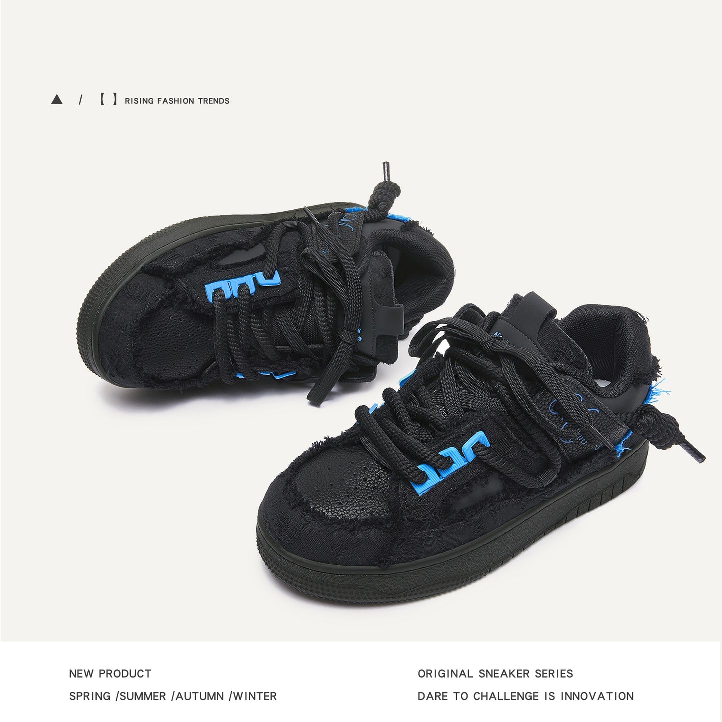 Women's & Men's Destroy Aesthetics Series Black Warrior Youthful Sneakers