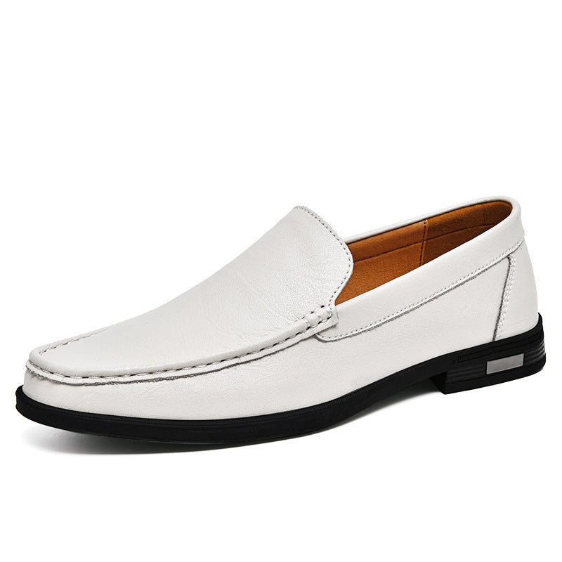 Men's Size Cowhide British White Business Formal Leather Shoes
