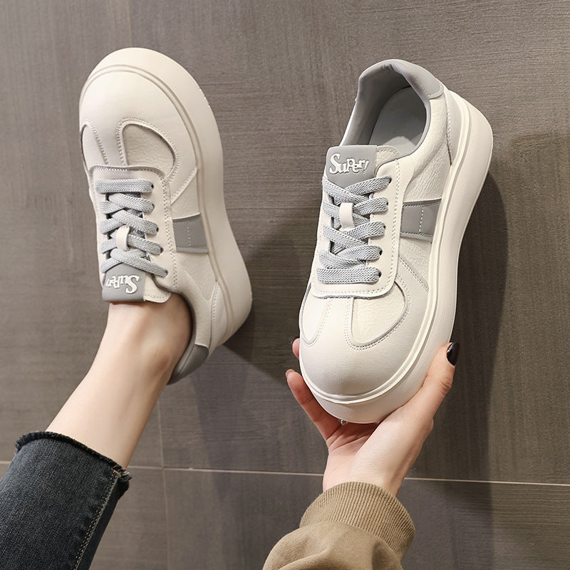 Women's Platform Light White Lace Up Super Hot Sports Casual Shoes