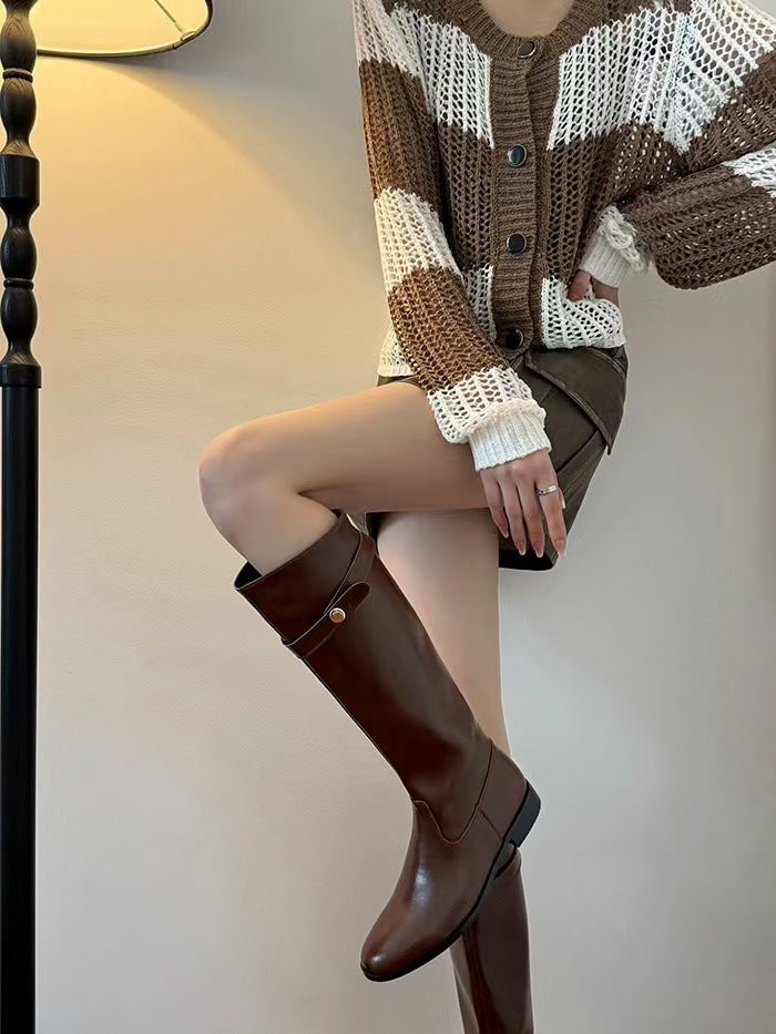 Paris Gold Coin Chunky Platform Long Tube Casual Shoes