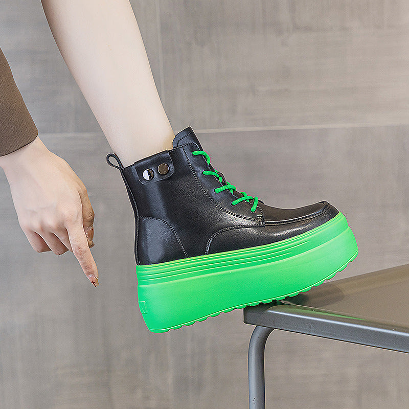 Women's Platform Candy Color Round Toe Fashion Casual Shoes