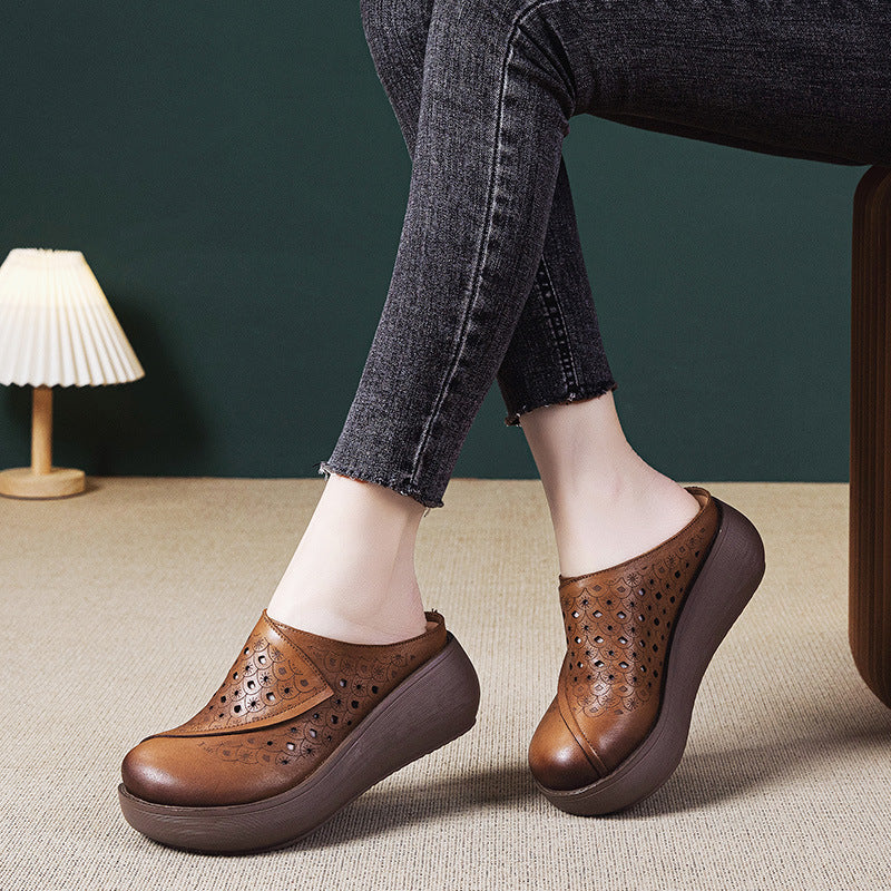 Women's Outer Wear Closed Toe Hollow Hole Increased Slippers