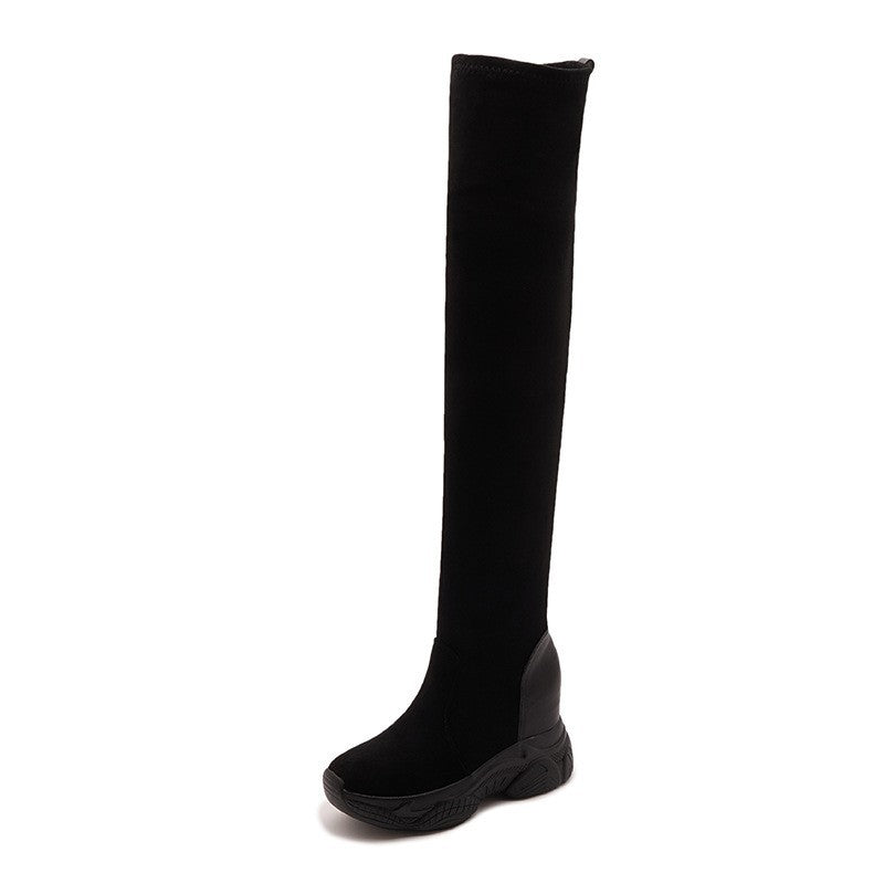 Women's Height Increasing Insole Stockings For Black Suede Women's Cotton Shoes