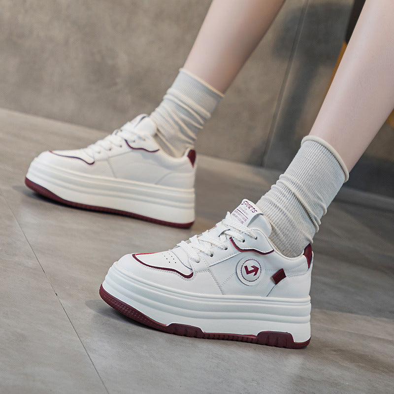Women's Height Increasing Insole Thickened White Versatile Sneakers