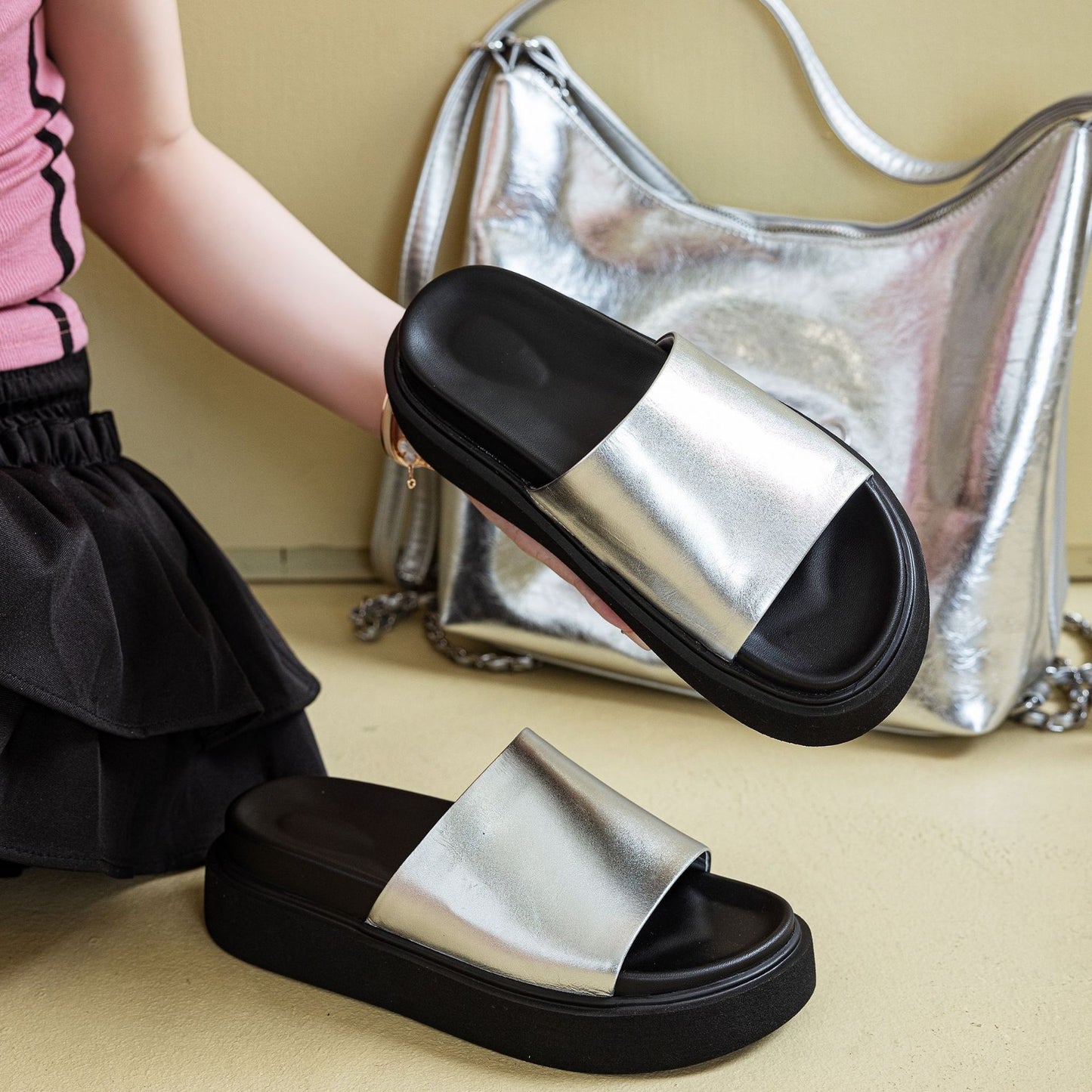 Women's Platform Summer Wear High-grade Lazy Stylish Slippers
