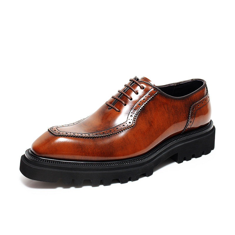 Men's Formal Wear Oxford Thick Sole Height Leather Shoes