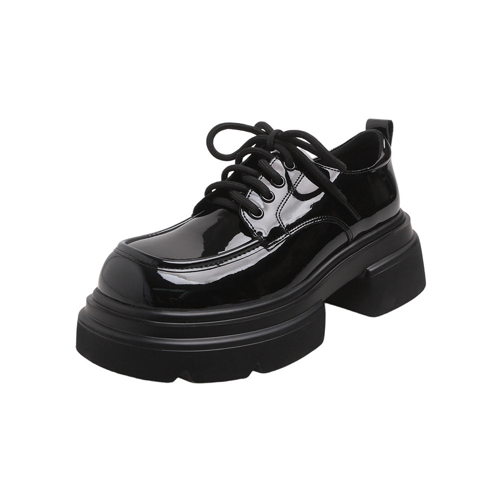 Women's British Style Platform Spring Genuine Elevator Leather Shoes