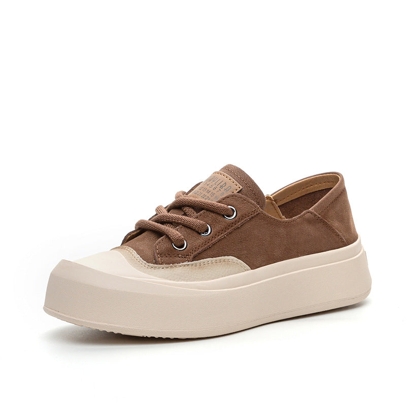 Women's Flat Retro Easy Matching Thick Bottom Breathable First Sneakers