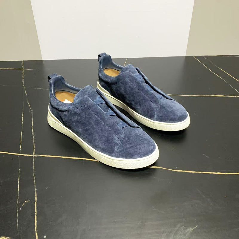 Men's Genia Top Layer Cowhide Slip-on Genuine Luxury Deerskin Men's Casual Leather Shoes
