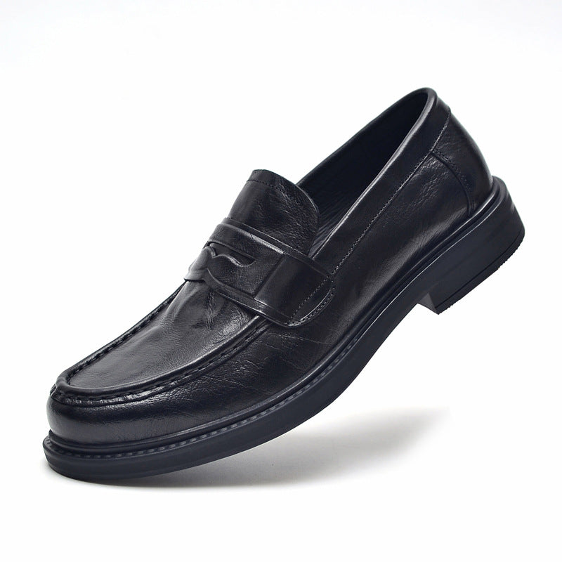Men's Formal Wear Grip Pattern First Layer Leather Shoes